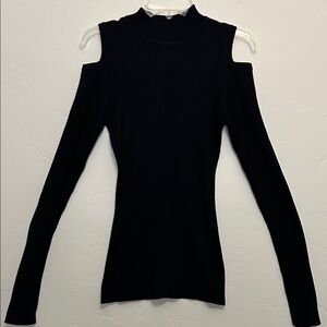 Derek Heart Black Cold Shoulder Ribbed Top (NWOT)